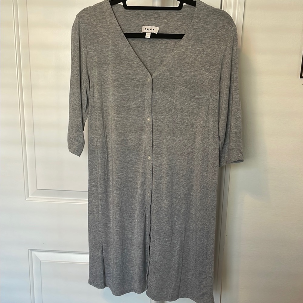 DKNY Gray Button-Down Sleepwear NWOT